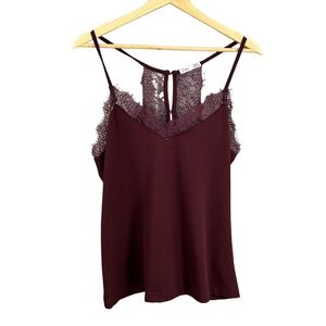 Burgundy Lace‎ Trim Cami Romantic Dark Academia Going Out Date Night Y2K Medium
